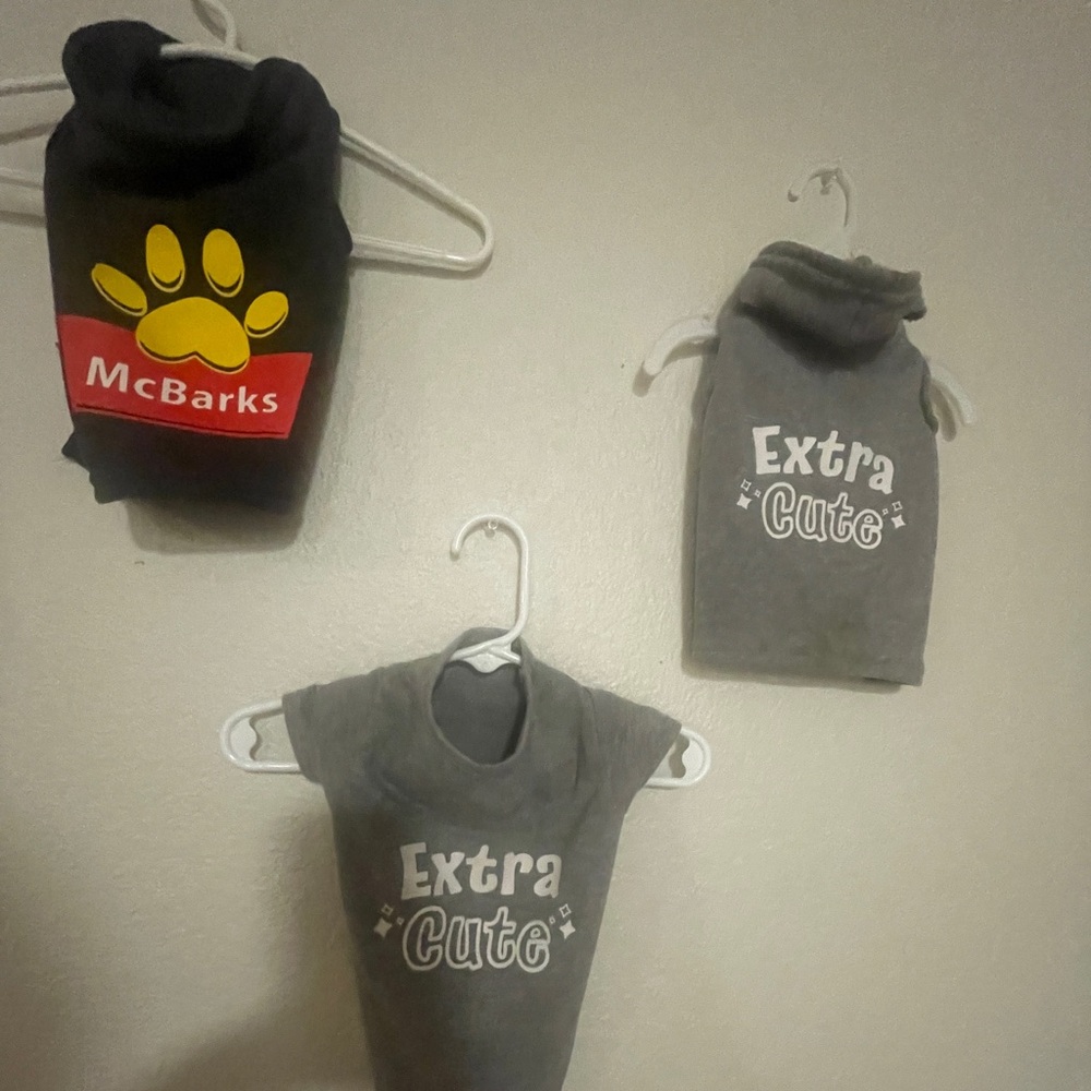 3 small dog/puppy shirts one sweater
